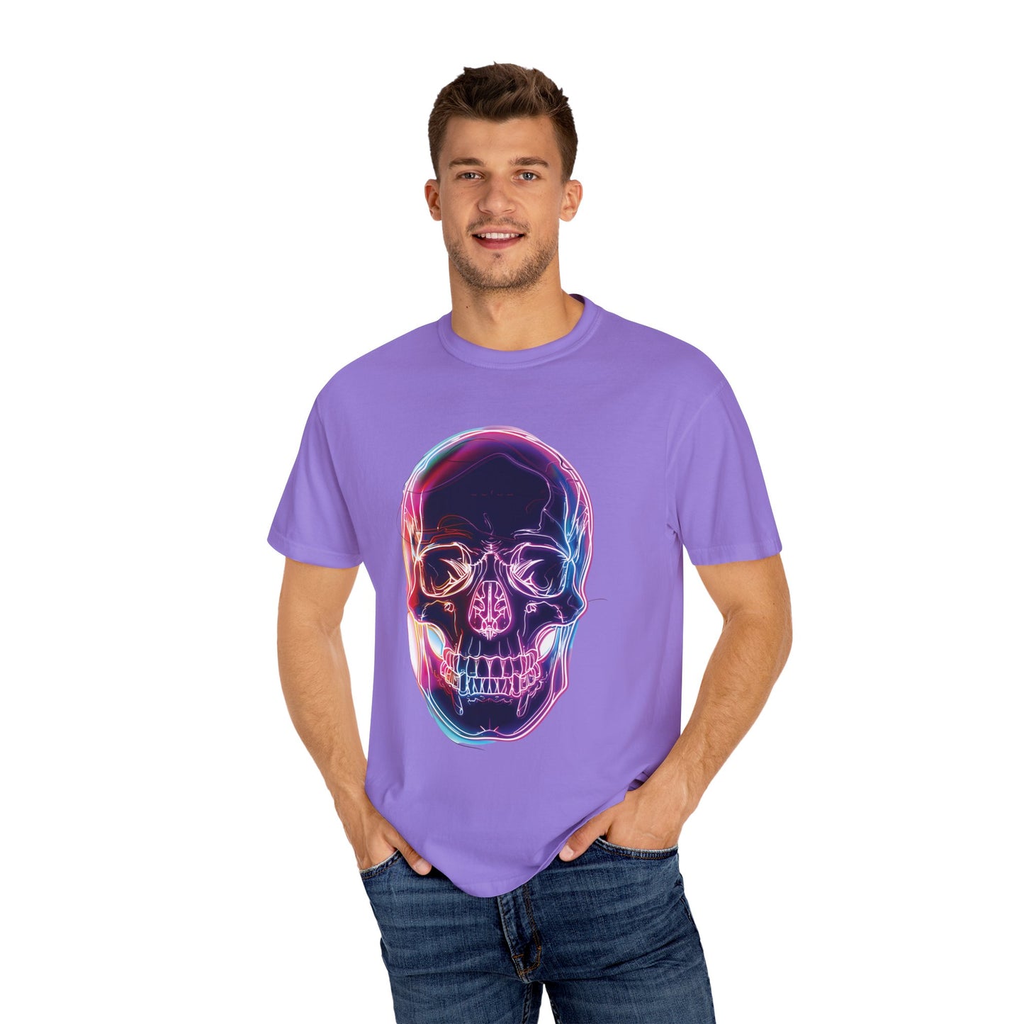 Neon Skull Graphic Unisex T-Shirt - Edgy Streetwear Fashion
