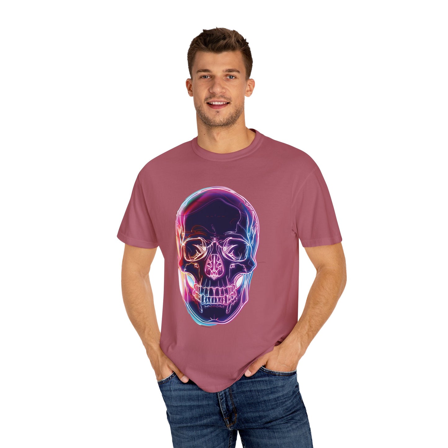 Neon Skull Graphic Unisex T-Shirt - Edgy Streetwear Fashion
